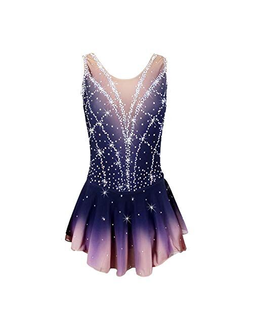 Liuhuo Ice Skating Dress Kids Girls Purple Ballet Dance Rhinestones Women Figure Skating