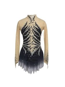 Liuhuo Figure Skating Apparel Girls Women Ice Skating Competition Dress Black Performance Wear Teens Training Dancewear