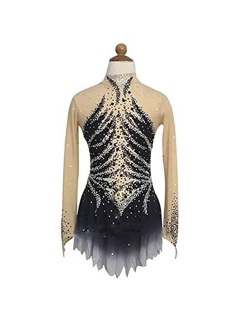 Liuhuo Figure Skating Apparel Girls Women Ice Skating Competition Dress Black Performance Wear Teens Training Dancewear