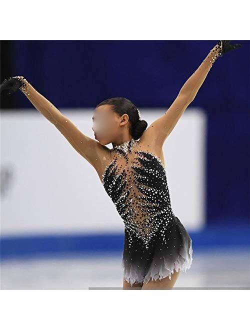 Liuhuo Figure Skating Apparel Girls Women Ice Skating Competition Dress Black Performance Wear Teens Training Dancewear