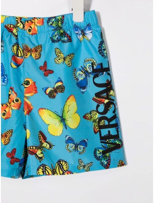 Versace Kids butterfly-print swim shorts