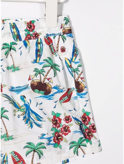 Palm Angels Kids tropical-print swim shorts
