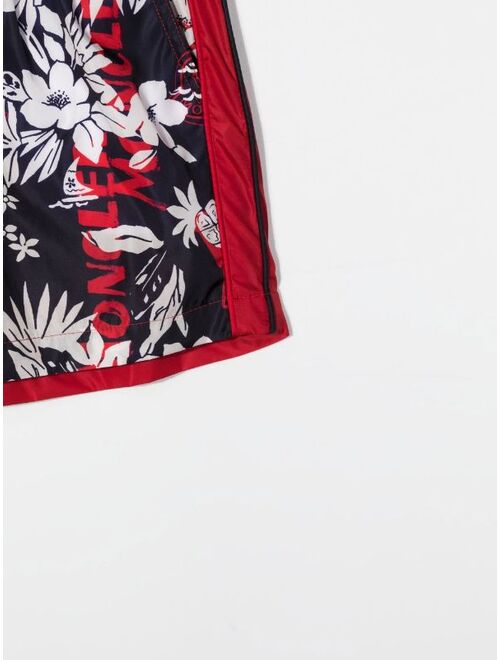 Moncler Enfant floral-print swim shorts