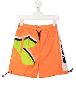 Junior colour-block logo-print swim shorts