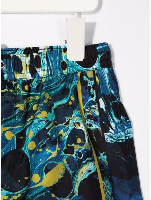 Dolce & Gabbana Kids abstract-print logo-motif swim trunks