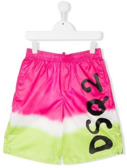 Kids colour-block logo swim shorts