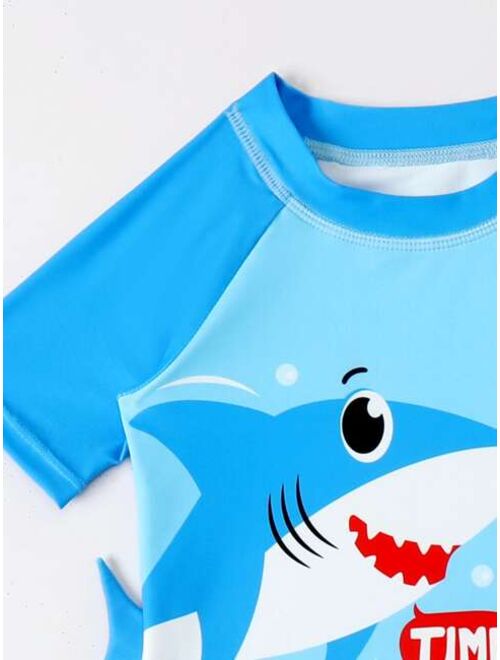 Shein Toddler Boys Shark Print Two Piece Swimsuit