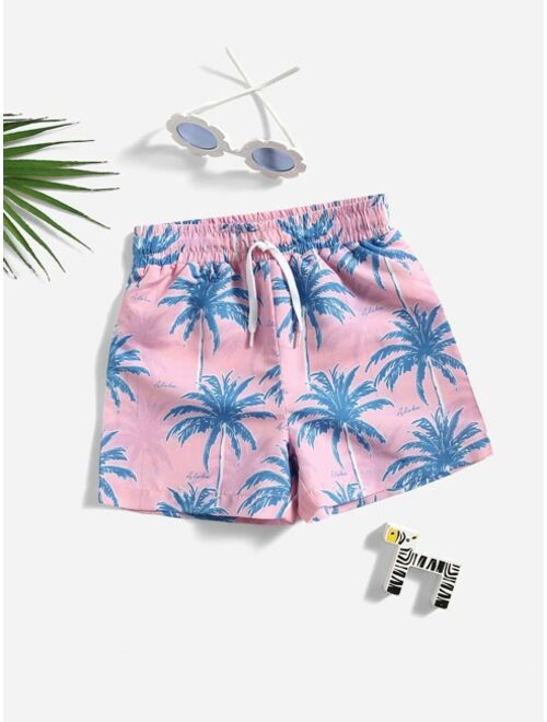 Shein Toddler Boys Palm Tree Print Swim Trunks