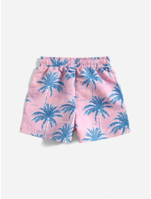 Shein Toddler Boys Palm Tree Print Swim Trunks