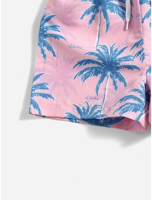 Shein Toddler Boys Palm Tree Print Swim Trunks