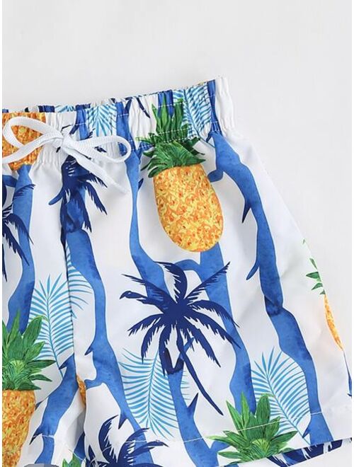 Shein Toddler Boys Pineapple Print Swim Shorts
