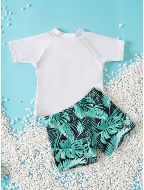 Shein Toddler Boys Tropical Print Beach Swimsuit
