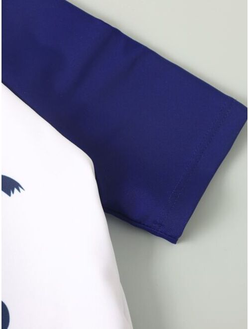 Shein Toddler Boy Letter Graphic Plant Print Swimsuit