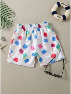 Toddler Boys Random Print Swim Shorts