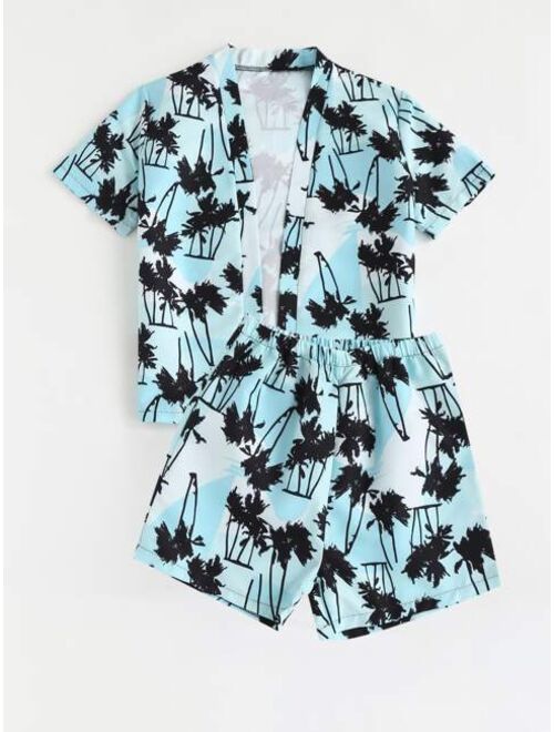 Shein Boys Tropical Print Kimono Beach Shorts