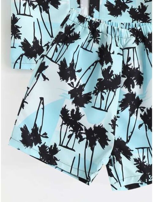 Shein Boys Tropical Print Kimono Beach Shorts