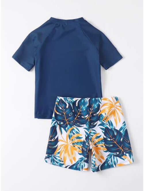 Shein Boys Tropical Print Swimsuit