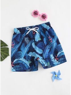 Boys Leaf Print Swim Shorts
