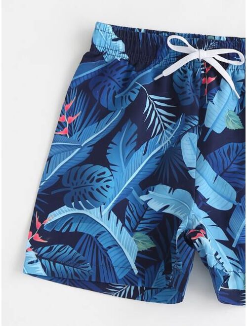 Shein Boys Leaf Print Swim Shorts