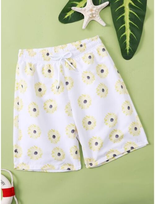 Shein Boys Floral Drawstring Swim Shorts