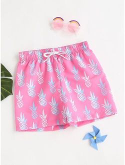 Boys Pineapple Print Swim Shorts
