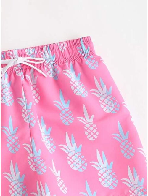 Shein Boys Pineapple Print Swim Shorts