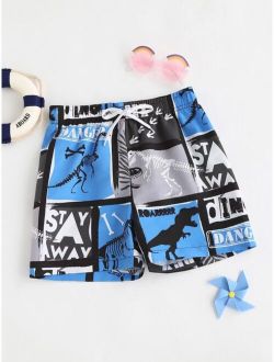 Boys Dinosaur Print Swim Shorts