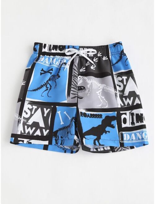 Shein Boys Dinosaur Print Swim Shorts