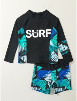 Boys Geo And Letter Graphic Swimsuit