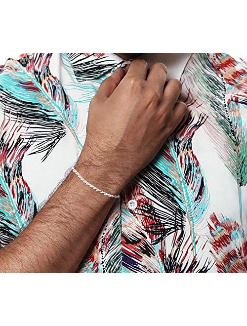 Savlano 925 Sterling Silver Rope Chain Bracelet for Women & Men - Made in Italy Comes Gift Box