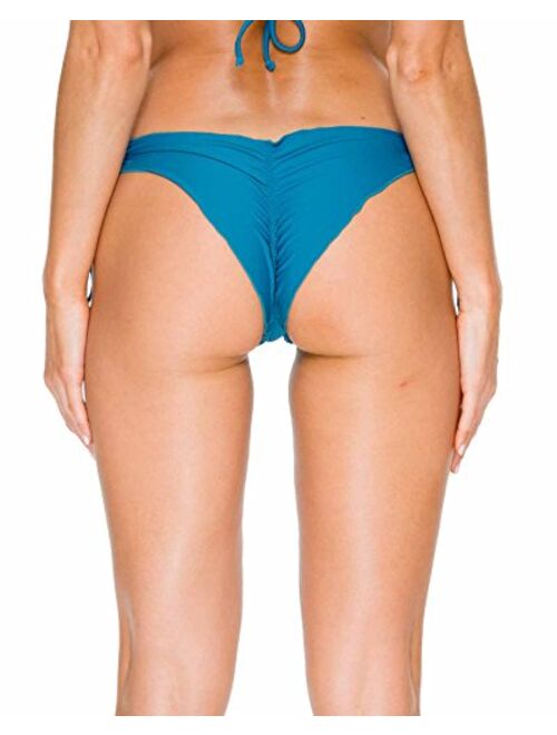 Luli Fama Women's Standard Cosita Buena Wavey Brazilian Ruched Tie Side Bikini Bottom