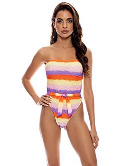 Miami Sunsets - Tie Back Bandeau One Piece