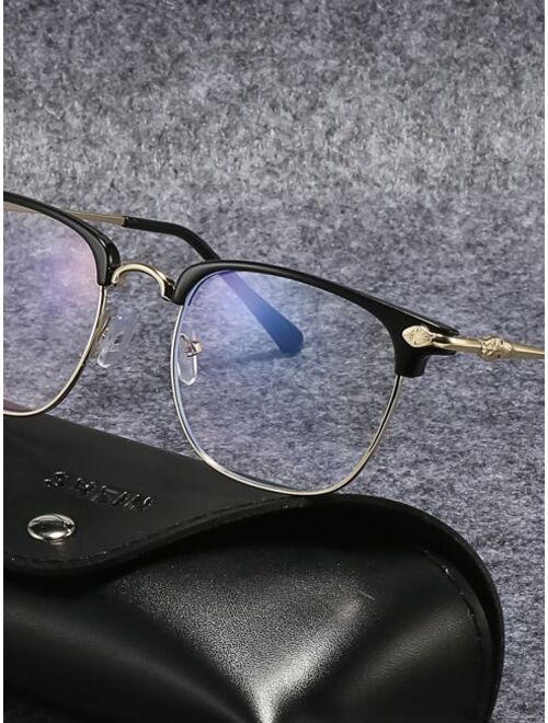 Shein Men Anti Blue Light Metal Frame Eyeglasses
