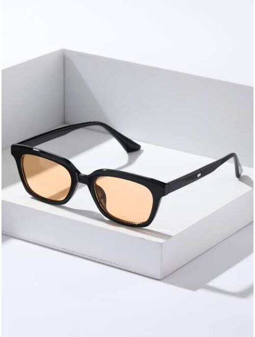 Shein Men Tinted Lens Geometric Frame Fashion Glasses