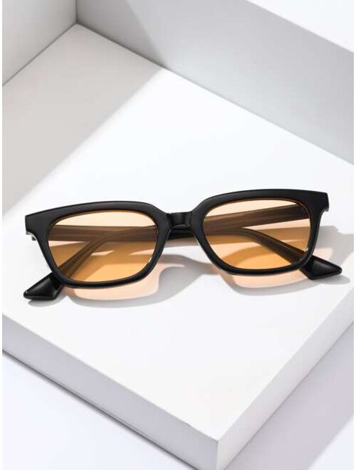 Shein Men Tinted Lens Geometric Frame Fashion Glasses