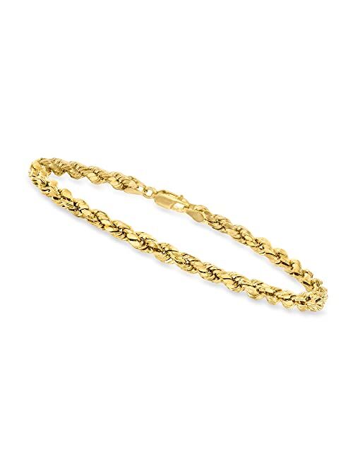Canaria Fine Jewelry Canaria Men's 4mm 10kt Yellow Gold Rope Chain Bracelet