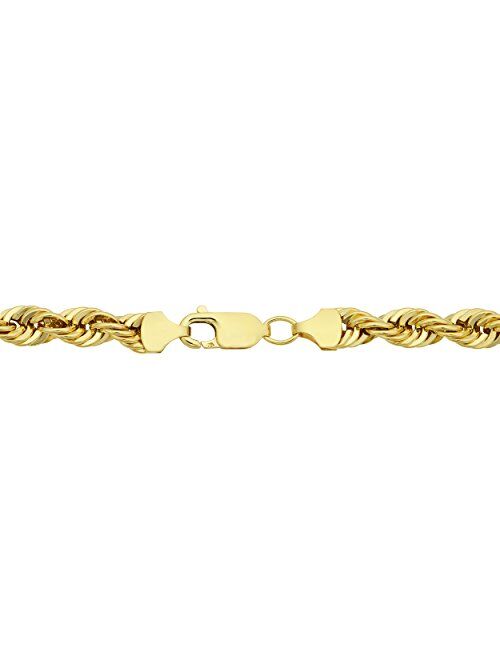 Kooljewelry Men's 14k Yellow Gold Filled 6 mm Rope Chain Bracelet