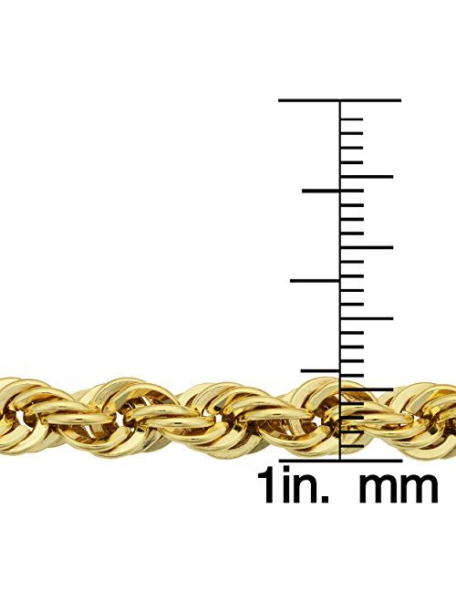 Kooljewelry Men's 14k Yellow Gold Filled 6 mm Rope Chain Bracelet