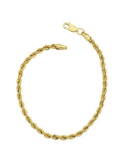 Kooljewelry Mens 14k Yellow Gold Filled .2 mm Rope Chain Bracelet