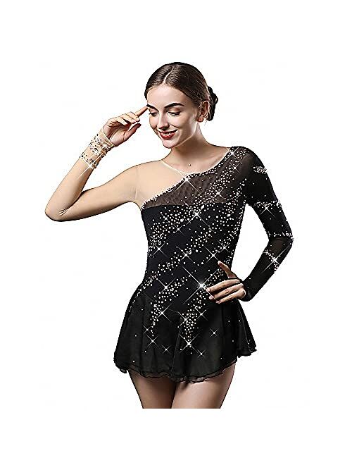 LIUHUO Ice Skating Dress Girls Black Ice Skating Dance Skirt for Competition 9 Colors