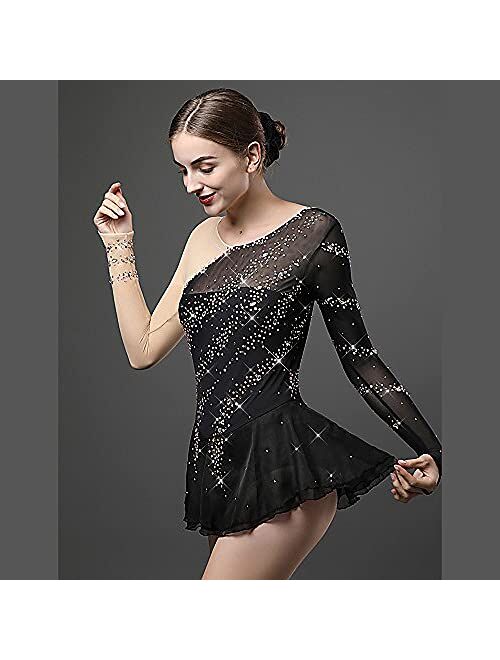 LIUHUO Ice Skating Dress Girls Black Ice Skating Dance Skirt for Competition 9 Colors