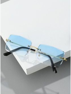 Men Square Frame Tinted Lens Fashion Glasses