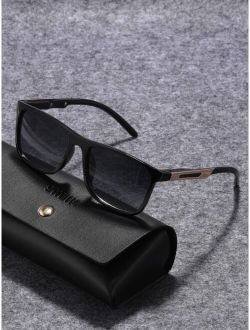 Men Metal Decor Square Frame Fashion Glasses