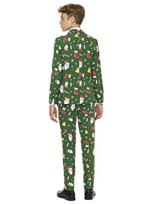 Opposuits Christmas Suits for Boys Aged 10-16 Years Ugly Xmas Costumes with Jacket Pants & Tie