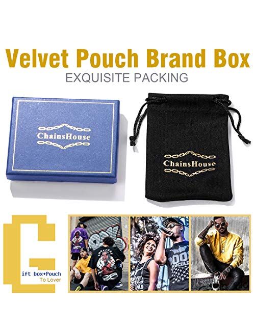 ChainsHouse Box/Wheat/Twist Rope Chain Bracelet for Men Women, 4/6mm Width, 316L Stainless Steel/18K Gold Plated (Send Gift Box), with Custom Engrave Service