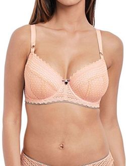 Women's Daisy Lace Underwire Padded Half Cup Bra