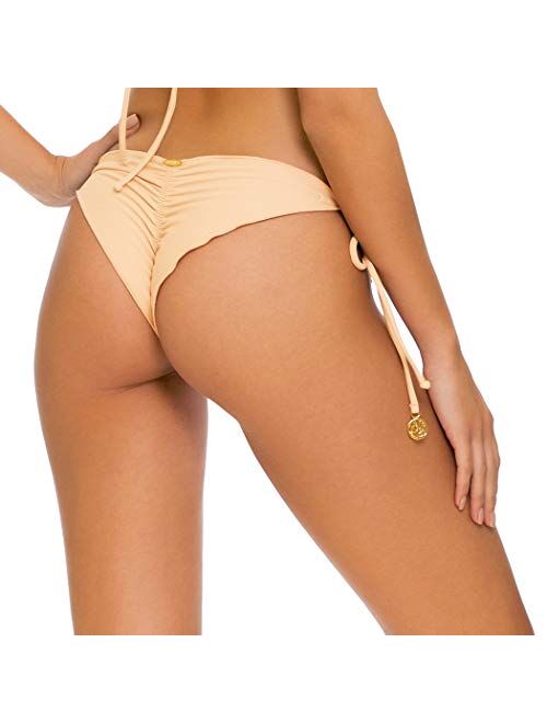 Luli Fama Pretty Things - Flower Accent Wavey Ruched Back Tie Side Bottom