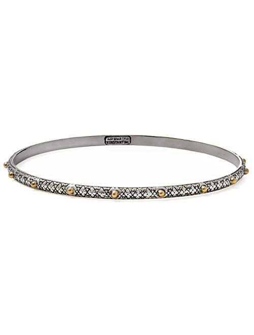 Konstantino Women's 925 Sterling Silver and 18K Gold Thin Dotted Bangle Bracelet, 7.5 Inches
