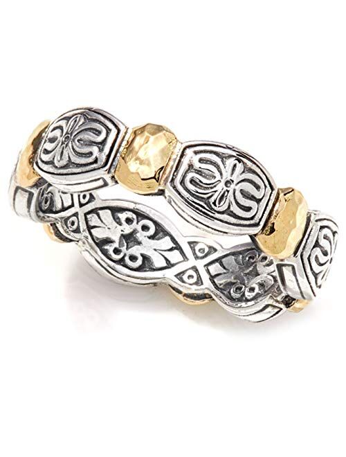 Konstantino Women's 925 Sterling Silver & 18k Gold 84 Hammered Band Ring