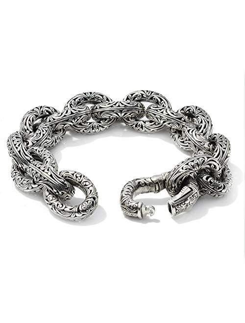 Konstantino Women's 925 Sterling Silver Etched Link Bracelet, 7 Inches